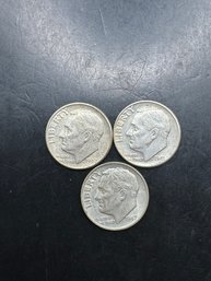 3 Silver Roosevelt Dimes (2) 1947, 1946