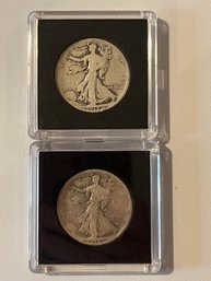 2 Walking Liberty Silver Half Dollars 1918, 1918-S