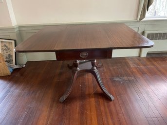 Vintage Mahogany Drop Leaf Table With Two Drawers.