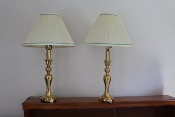 Pair Of 30 In Brass Lamps