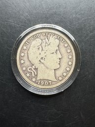 1907-D Barber Silver Half Dollar