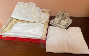 Vintage Baby Christening Outfit And Baby Shoes