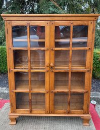 Solid Wood Mission Style Glass Door Display Cabinet