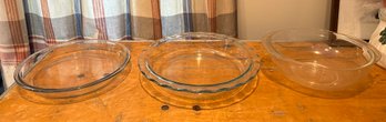 Pyrex Serving Dish & Mixing Bowl, Pyrex Plate Baking Deep Dish Pan& Anchor Hocking Glass Pie Plate Made In USA