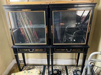 Pair Of Black Asian Display Cabinets