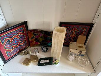 2 Pc. Waterford In Box, Alabaster Vase And More