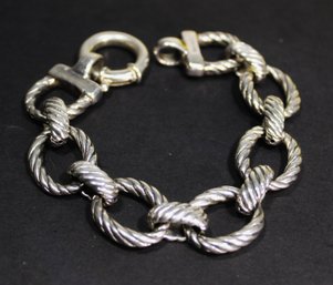 HEAVY STERLING SILVER ROPE TURNED LARGE LINK BRACELET 8' LONG