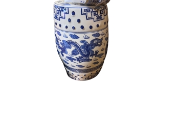Ceramic Garden Seat With Chinese Dragon Motif