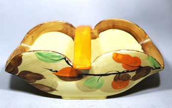 Art Deco English Art Pottery Ceramic Basket Hand Painted Clarice Cliff Style