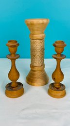 Wood Turned Candlestick Holders