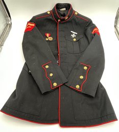 Vintage United States Marine Corps Uniform Jacket- Shoulder Patches, Marksman And Ribbon Medals