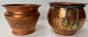 Vintage Copper Bowls / Planters (2)