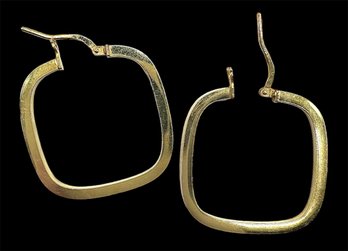 Vintage Italian Sterling Silver Vermeil Square Hoop Earrings