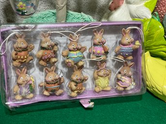 Vtg Tiny Bunny Easter Egg Ornament Box 10ct
