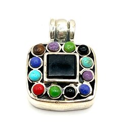 Vintage Sterling Silver Multi Color Stone Pendant