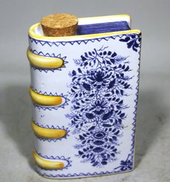 Vintage Faience Book Flask Ceramic