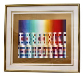 Yaacov Agam Signed Serigraph Intergrated Rainbow Optical Art Framed