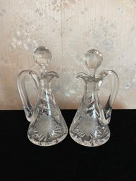 Pair Of Oil Cruet Decanter W/stopper