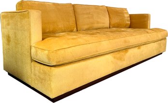 A Modern Tufted Sofa With Down Cushions In Goldenrod Chenille By Nancy Corzine