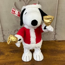 Snoopy Animated Plush Bell Ringer Christmas Decoration 15in