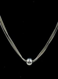 925 Sterling Silver Triple Strand Necklace With Ball Pendent Style Charm