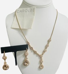 Carolee Champagne Crystal Necklace Measures 22' With Extender &  2' Earring Set