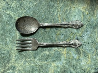 Vintage Oneida Community Melbourne Sterling Silver Baby Spoon And Fork