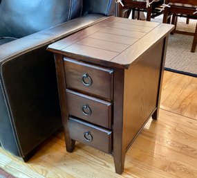 Rustic Style End Table With Plank Top Accent