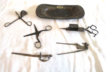 Antique Scissors Tray Sword Candle Snuffer