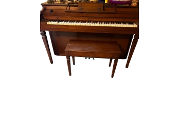 Winter Upright Spinet Piano With Sheet Music Rack And Bench Seat