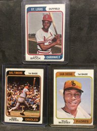 1974 Topps Lou Brock - Willie McCovey - Boog Powell - M