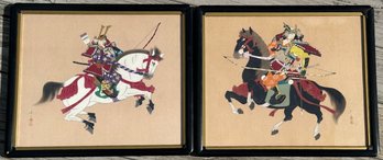 Japanese Samurai Warriors, Hand Painted On Silk (2)