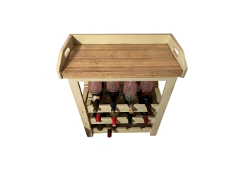 Country Style Wine Rack With Wood Grain Laminate Tray Top