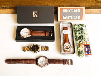Lot Of Four Watches- Terner Bijoux Quartz, Citizen Water Resistant Quartz, K Quartz And Lionel Collectible