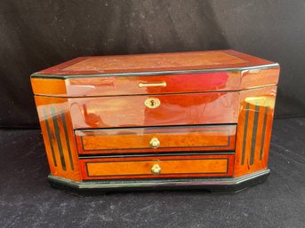 Vintage Wooden Multi Section Jewelry Box