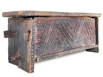 A (very) Antique Carved Exotic Hardwood Indian Storage Chest