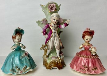 Two Arnart Cherchez La Femme Porcelain Figurines And Another