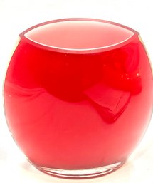 Vintage Red And White Cased Glass Vase.