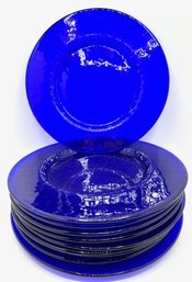 10 Vintage Cobalt Blue Glass Chargers
