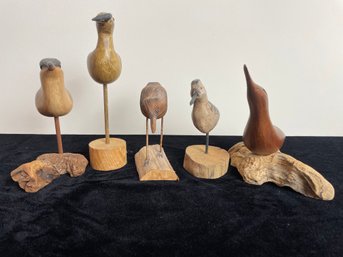Group Of Decorative Wooden Shore Bird Decoys