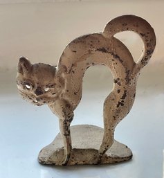 Vintage Painted Cast Iron Small Cat Doorstop