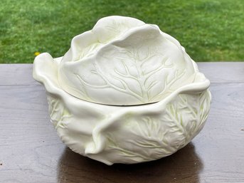 A Cabbage Form Lidded Ceramic Bowl