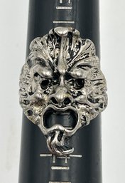 Fantastic Vintage Figural 'green Man' Gargoyle Sterling Silver Ring