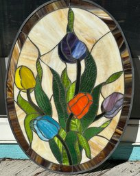 Oval Stained Glass, Tulips