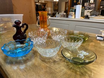 Colored Glass And Clear Glass Lot