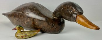 Handcrafted Duck Decoy & Ceramic Duck Figure (2)
