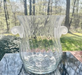 Large Crystal Champagne Holder / Flower Vase With Frosted Handles