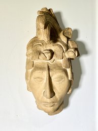 Large Replica Bust Of Pacal, Mayan Art Sculpture Statue