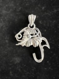 Antique White Metal Botanical Design Pendant