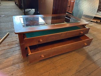 Two Drawer Coffee Table With Beveled Glass